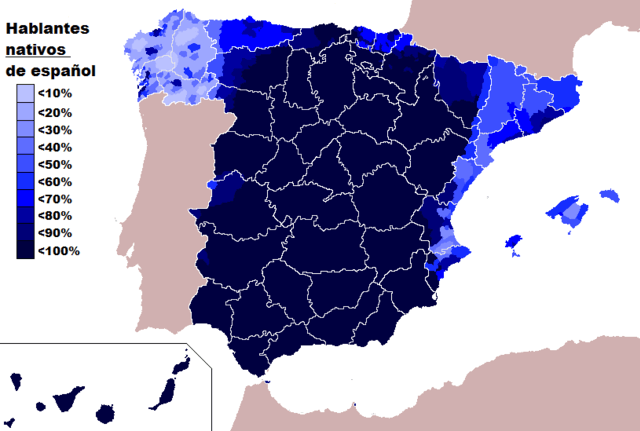 map of native spanish speakers in spain