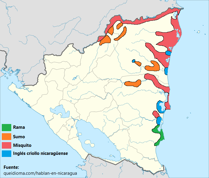 map of languages ​​languages ​​nicaragua