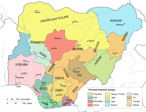 map of indigenous languages ​​in nigeria