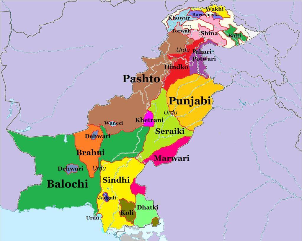 map of native languages ​​in pakistan