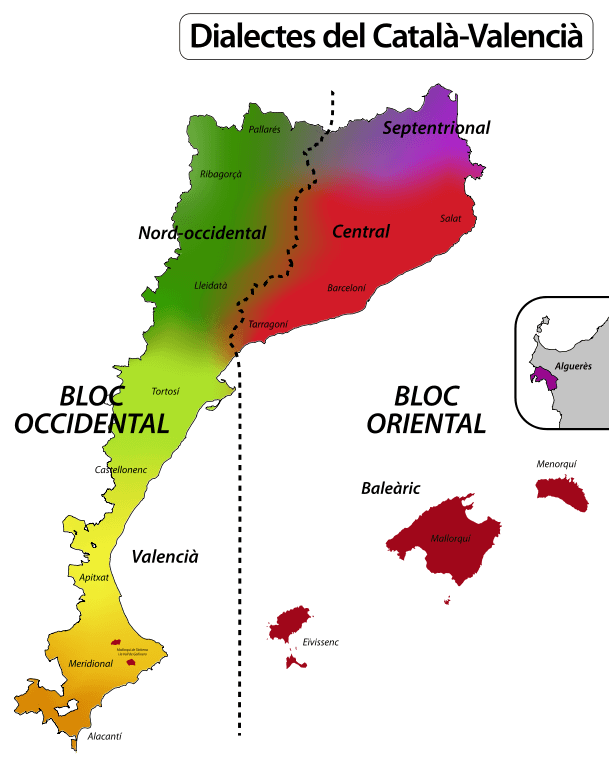 Catalan Valencian dialects map
