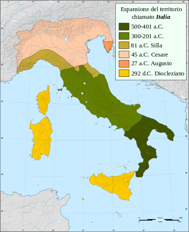 roman empire expansion map in italy