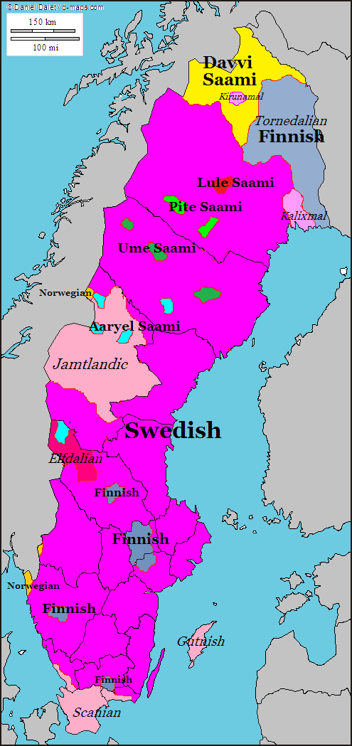 sweden languages ​​languages ​​map