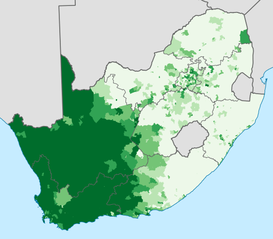 map percentage population speaks west germanic languages ​​south africa