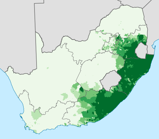map percentage population speaks nguni languages ​​south africa