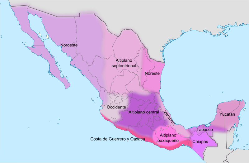 map varieties mexico spanish mexican