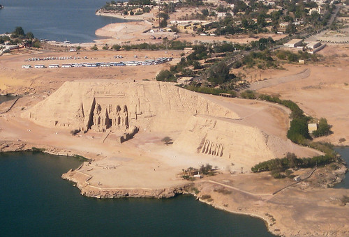 Egypt, aerial view of the Abu Simbel Temples of Ramesses II and Nefertari