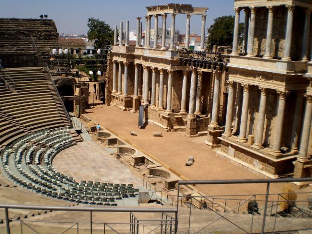 Grandstand and stage of the Roman theater of Mérida